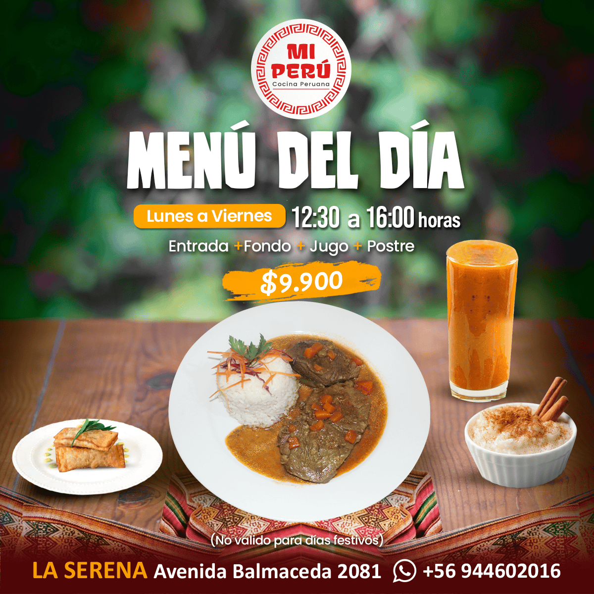 Post de menu la serena